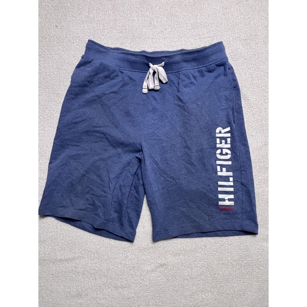 Tommy Hilfiger Men Shorts Size M Sleepwear Blue Logo Knit Lounge Pajama